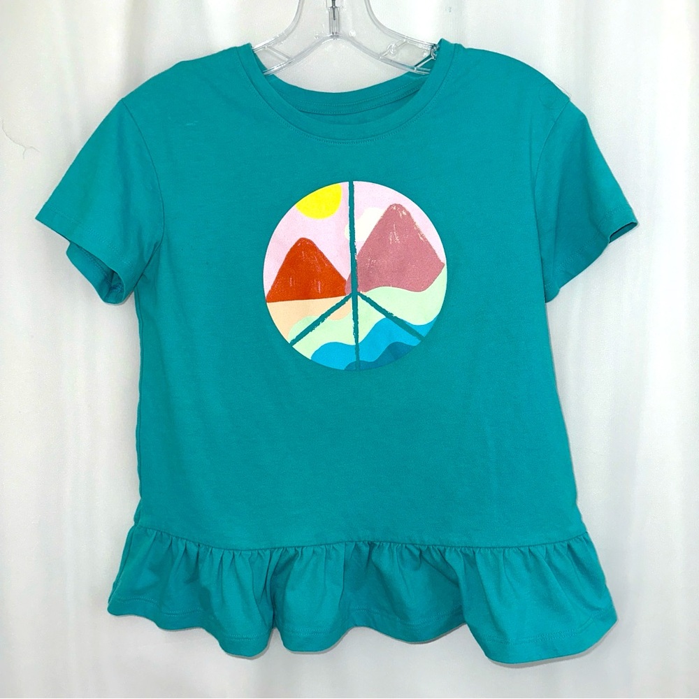 Girl’s Cat & Jack Peace & Mountains Peplum Tee Size XL (14)
